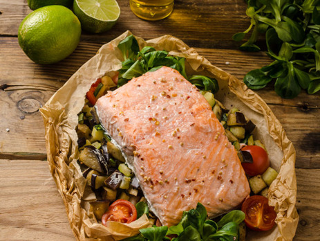 Papillote de saumon aux légumes