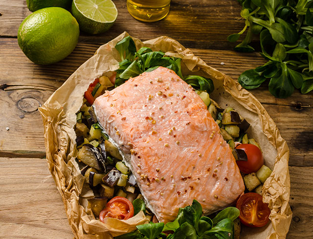 Papillote de saumon aux légumes